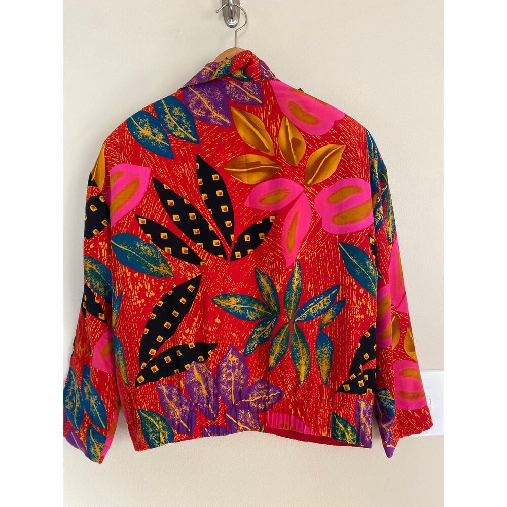 Adam Douglas silk jacket shirt shacket blazer abstract colorful - Picture 4 of 4